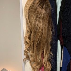 Human hair wig topper with dark roots 6x9